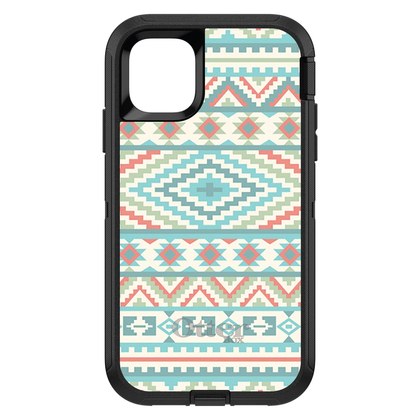 DistinctInk™ OtterBox Defender Series Case for Apple iPhone / Samsung Galaxy / Google Pixel - Blue Orange White Tribal Print