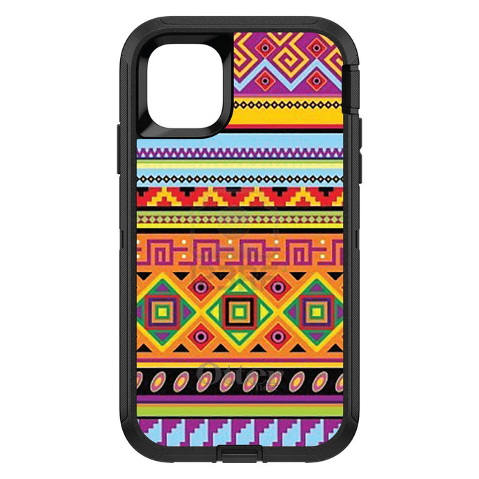 DistinctInk™ OtterBox Defender Series Case for Apple iPhone / Samsung Galaxy / Google Pixel - Blue Orange Purple Tribal Print