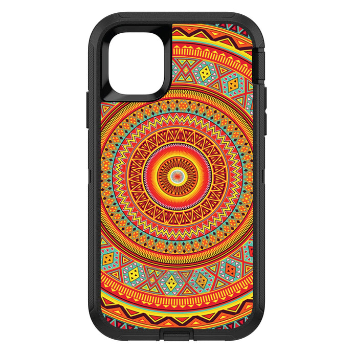 DistinctInk™ OtterBox Defender Series Case for Apple iPhone / Samsung Galaxy / Google Pixel - Orange Teal Yellow Tribal Print
