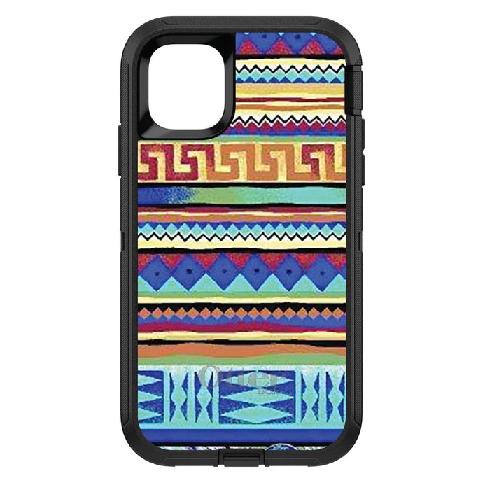 DistinctInk™ OtterBox Defender Series Case for Apple iPhone / Samsung Galaxy / Google Pixel - Blue Red Yellow Tribal Print