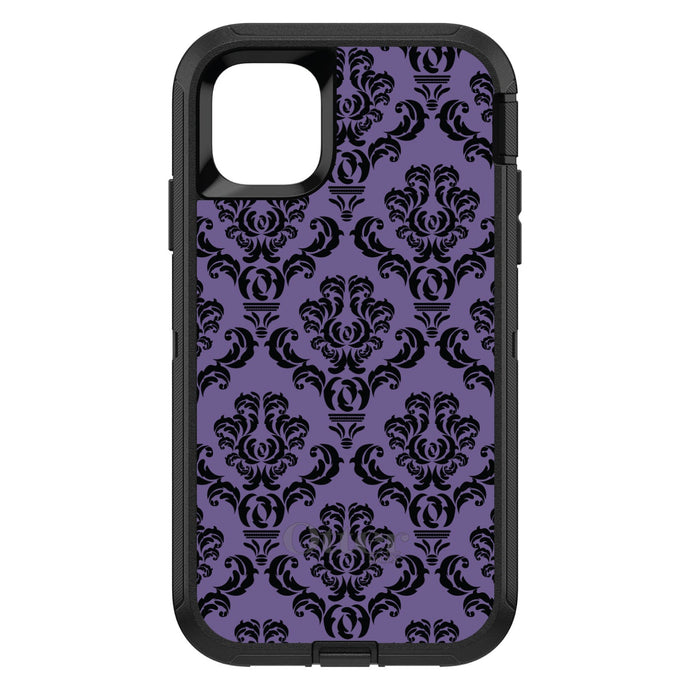 DistinctInk™ OtterBox Defender Series Case for Apple iPhone / Samsung Galaxy / Google Pixel - Purple Black Damask Floral