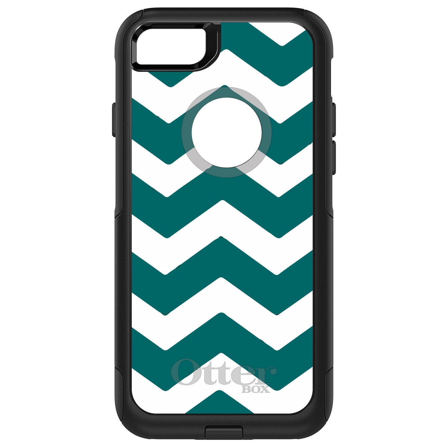 DistinctInk™ OtterBox Commuter Series Case for Apple iPhone or Samsung Galaxy - Teal White Chevron Stripes