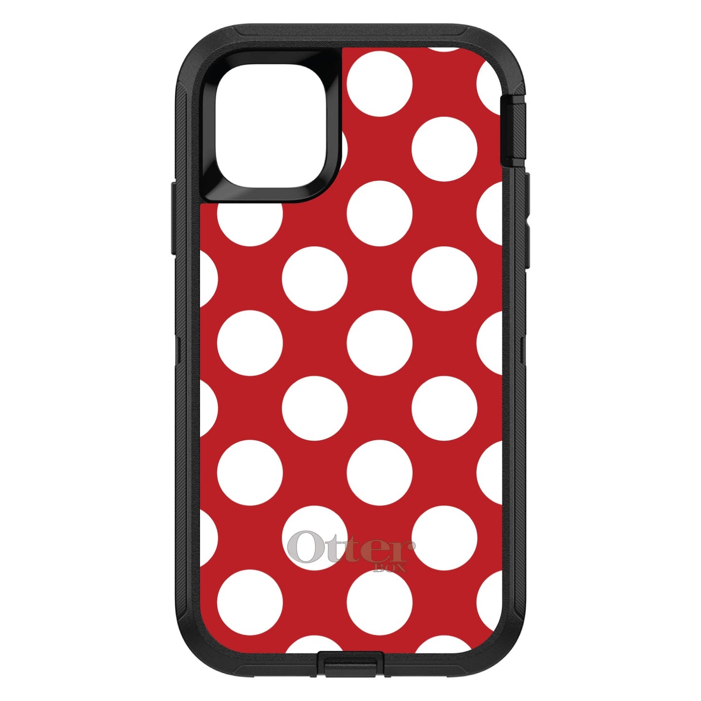 DistinctInk™ OtterBox Defender Series Case for Apple iPhone / Samsung Galaxy / Google Pixel - White & Red Polka Dots