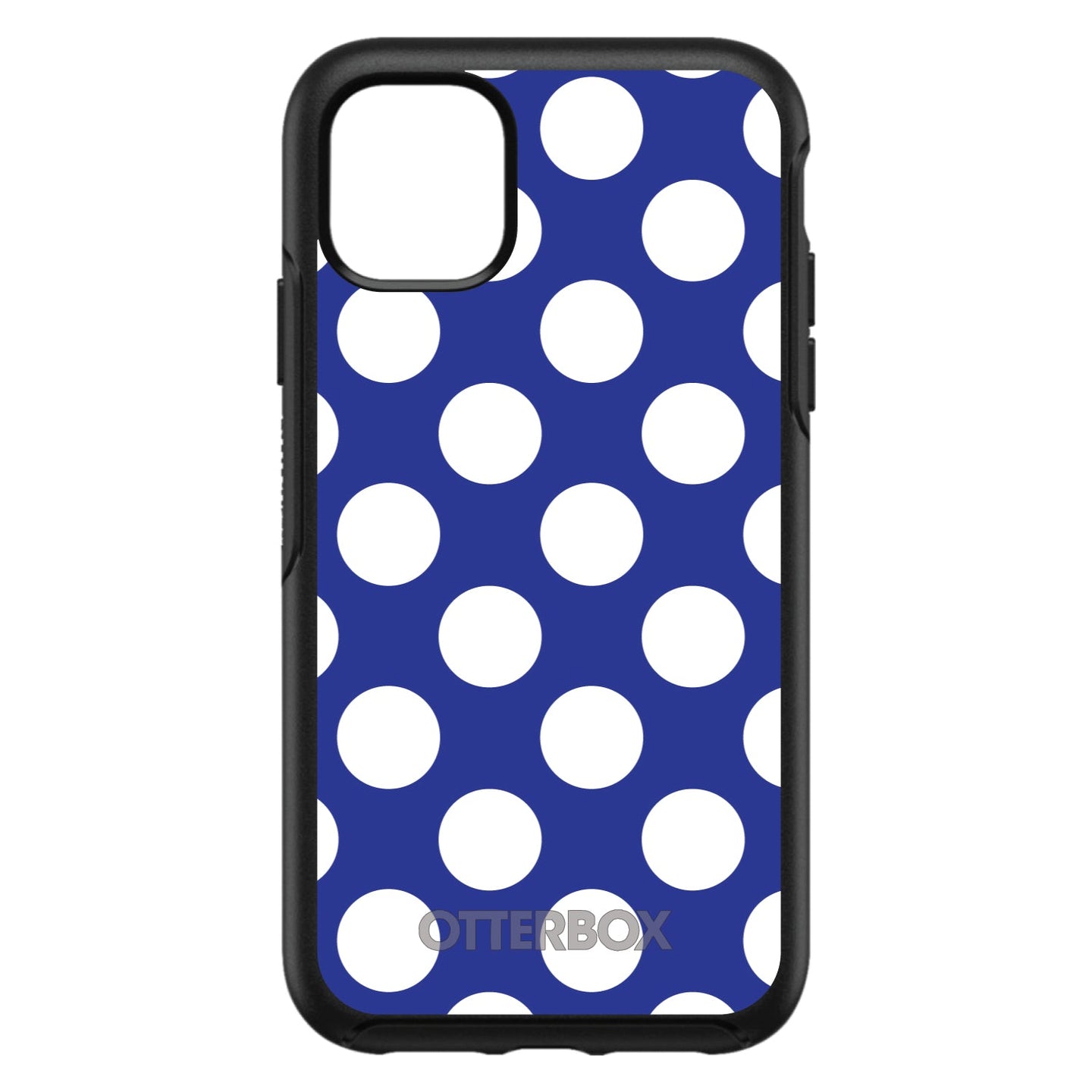 DistinctInk™ OtterBox Symmetry Series Case for Apple iPhone / Samsung Galaxy / Google Pixel - White & Dark Blue Polka Dots