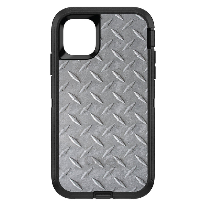 DistinctInk™ OtterBox Defender Series Case for Apple iPhone / Samsung Galaxy / Google Pixel - Grey Diamond Plate Steel