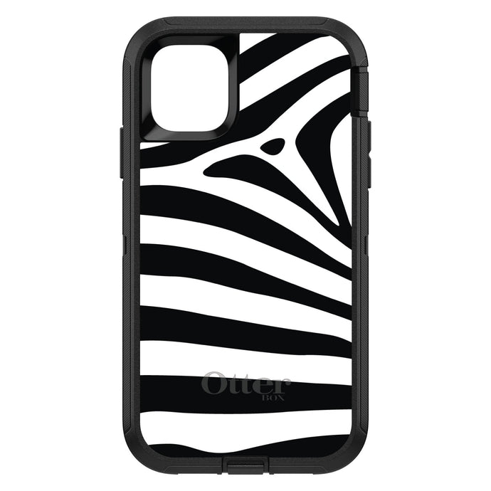 DistinctInk™ OtterBox Defender Series Case for Apple iPhone / Samsung Galaxy / Google Pixel - Black White Zebra Skin Stripes