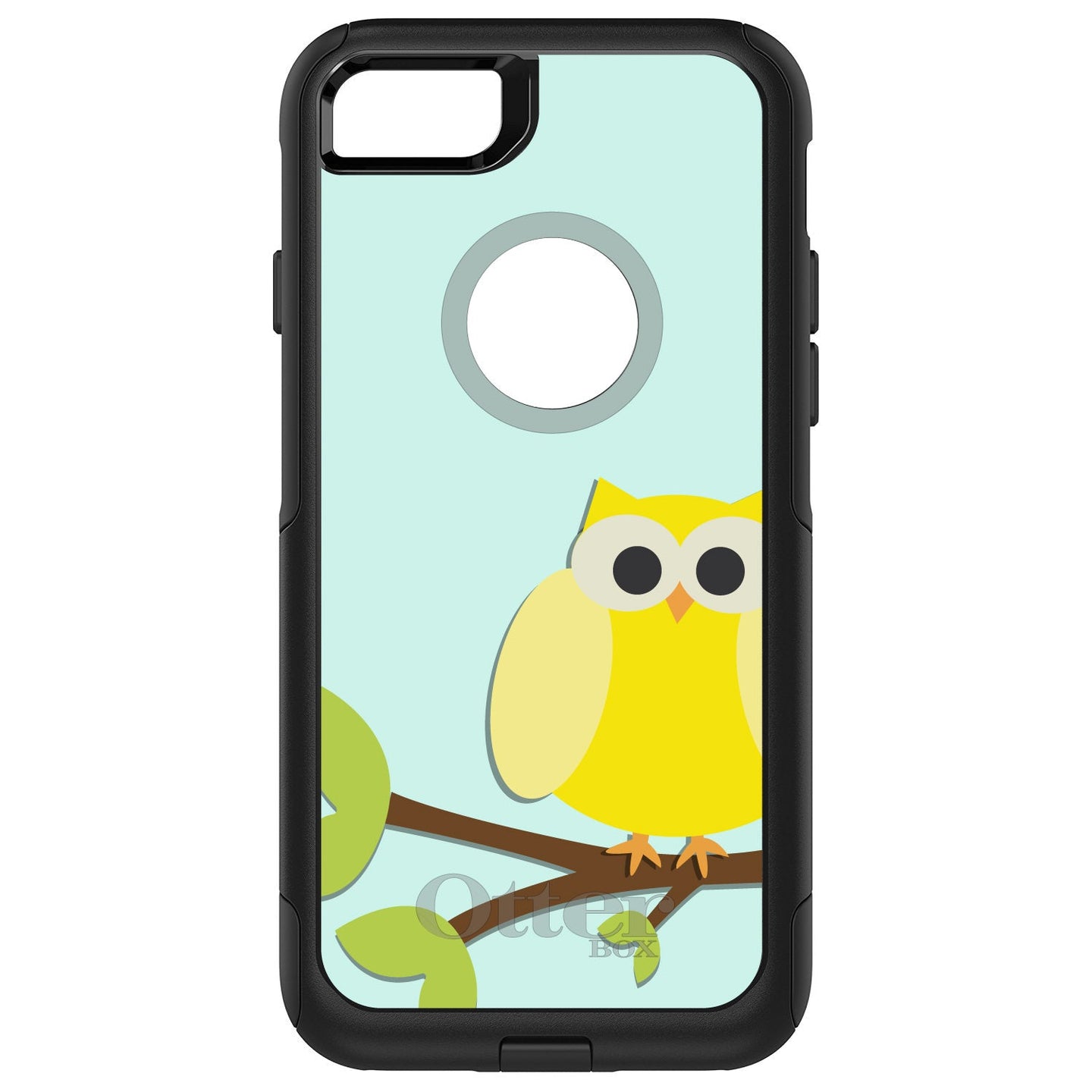 DistinctInk™ OtterBox Commuter Series Case for Apple iPhone or Samsung Galaxy - Yellow Owl Cartoon