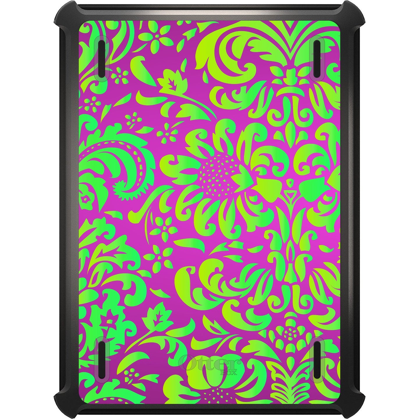DistinctInk™ OtterBox Defender Series Case for Apple iPad / iPad Pro / iPad Air / iPad Mini - Purple Green Floral Pattern