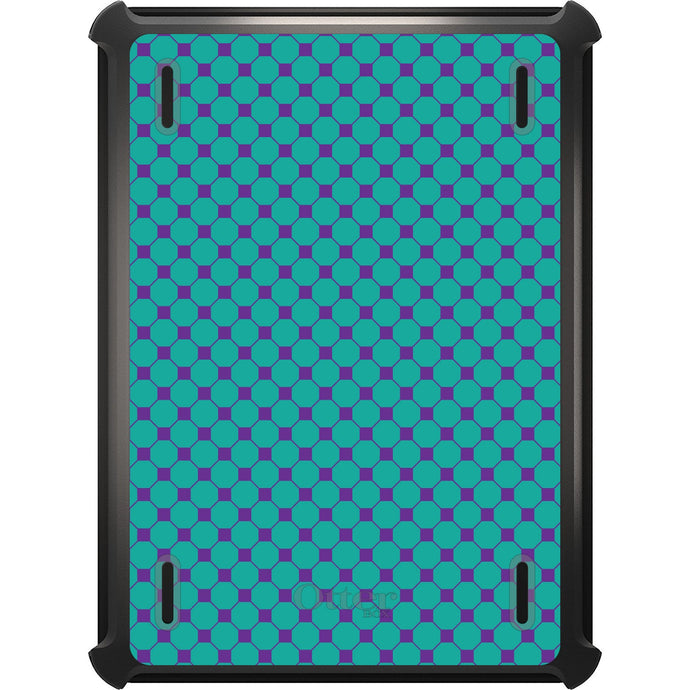DistinctInk™ OtterBox Defender Series Case for Apple iPad / iPad Pro / iPad Air / iPad Mini - Teal Purple Checkered Pattern