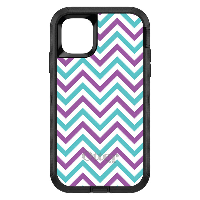 DistinctInk™ OtterBox Defender Series Case for Apple iPhone / Samsung Galaxy / Google Pixel - Purple Teal Chevron Stripes
