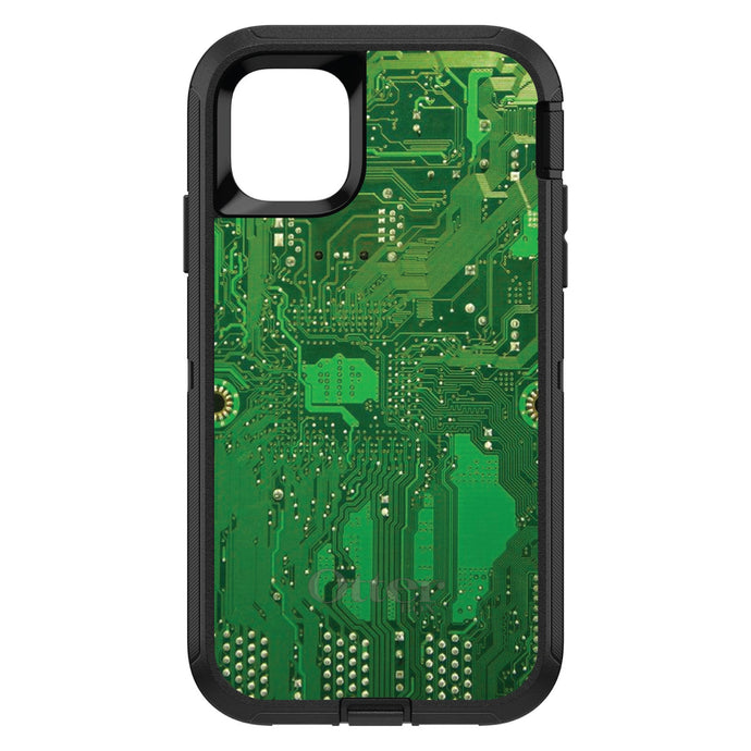 DistinctInk™ OtterBox Defender Series Case for Apple iPhone / Samsung Galaxy / Google Pixel - Green Circuit Board