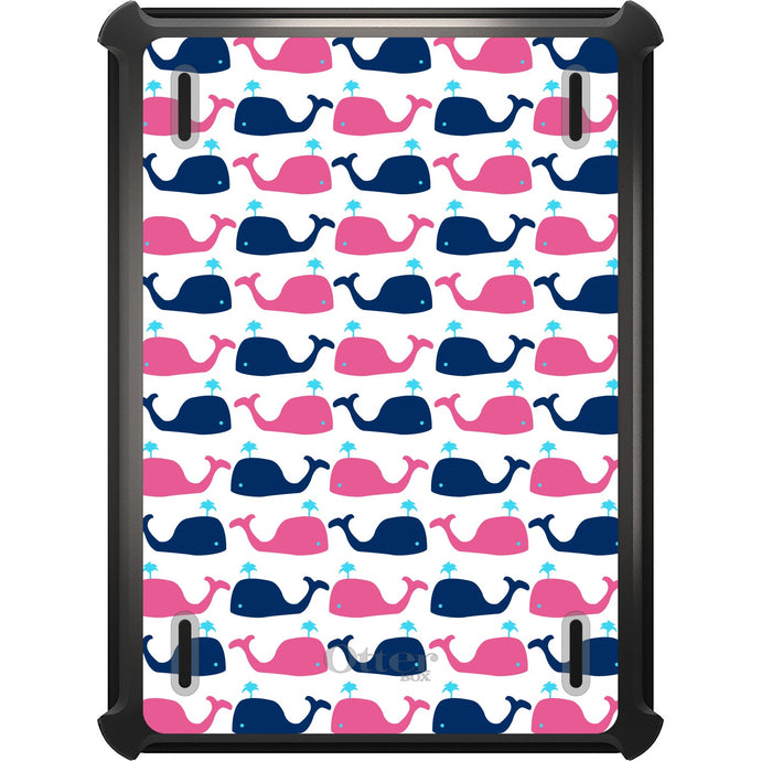 DistinctInk™ OtterBox Defender Series Case for Apple iPad / iPad Pro / iPad Air / iPad Mini - Pink Navy Cartoon Whales