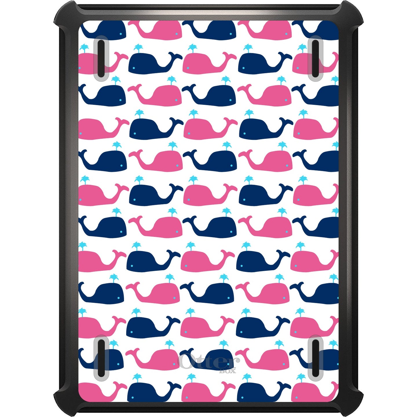 DistinctInk™ OtterBox Defender Series Case for Apple iPad / iPad Pro / iPad Air / iPad Mini - Pink Navy Cartoon Whales
