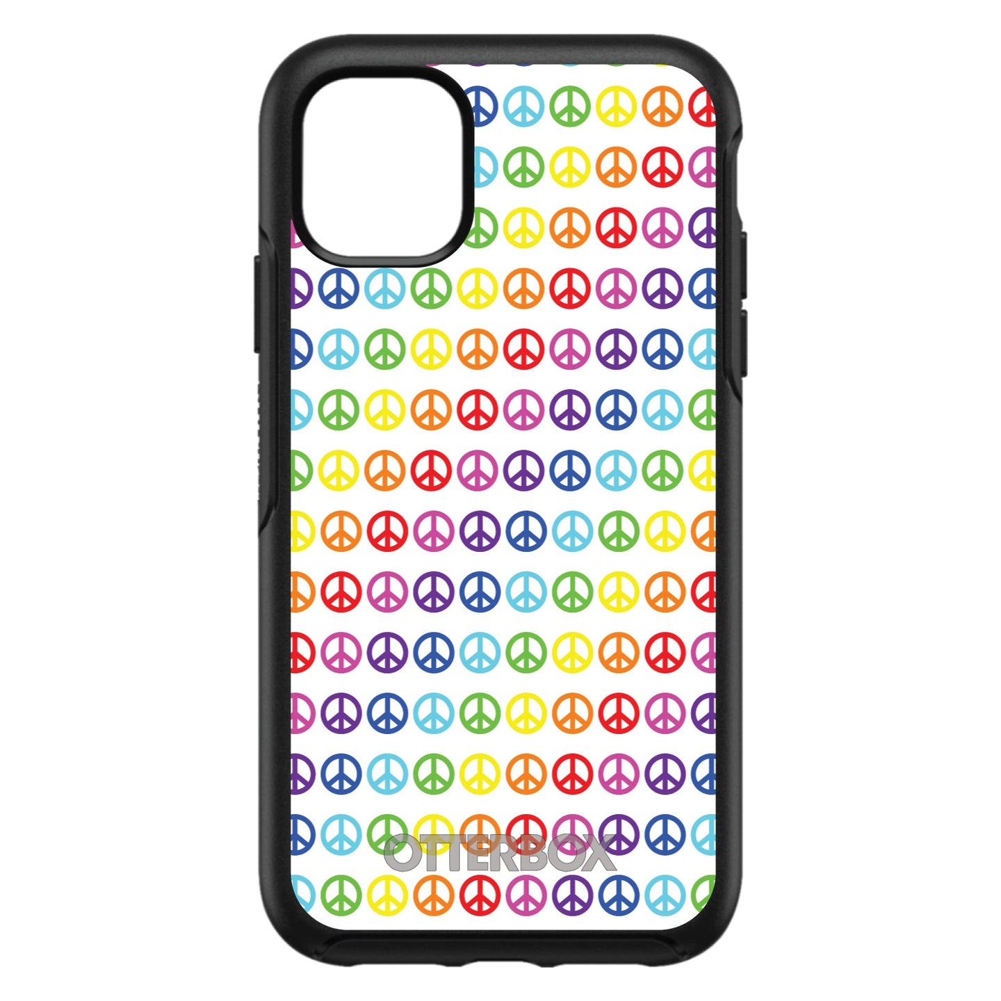 DistinctInk™ OtterBox Symmetry Series Case for Apple iPhone / Samsung Galaxy / Google Pixel - White Rainbow Peace Signs