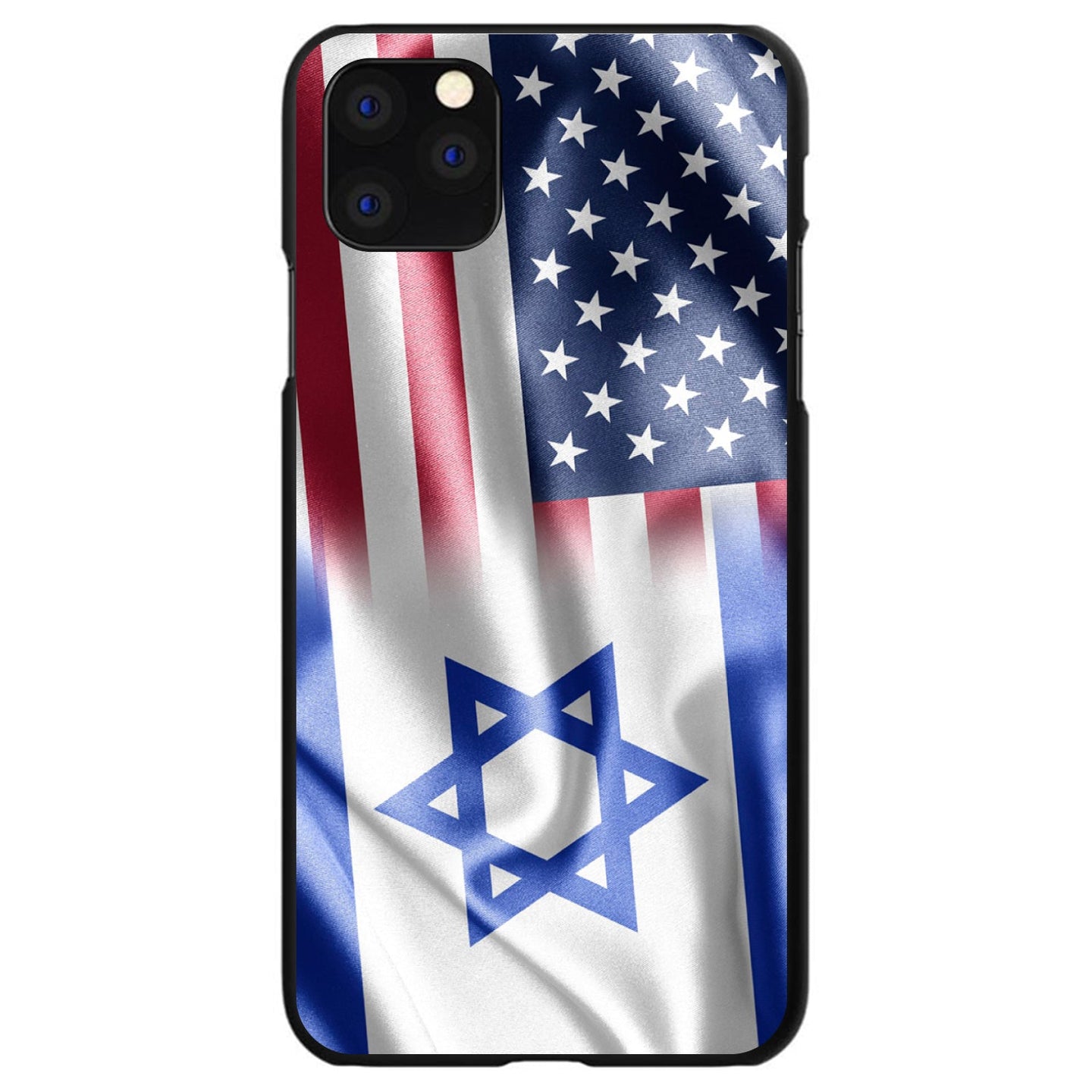 DistinctInk® Hard Plastic Snap-On Case for Apple iPhone or Samsung Galaxy - US Israel Flag Waving