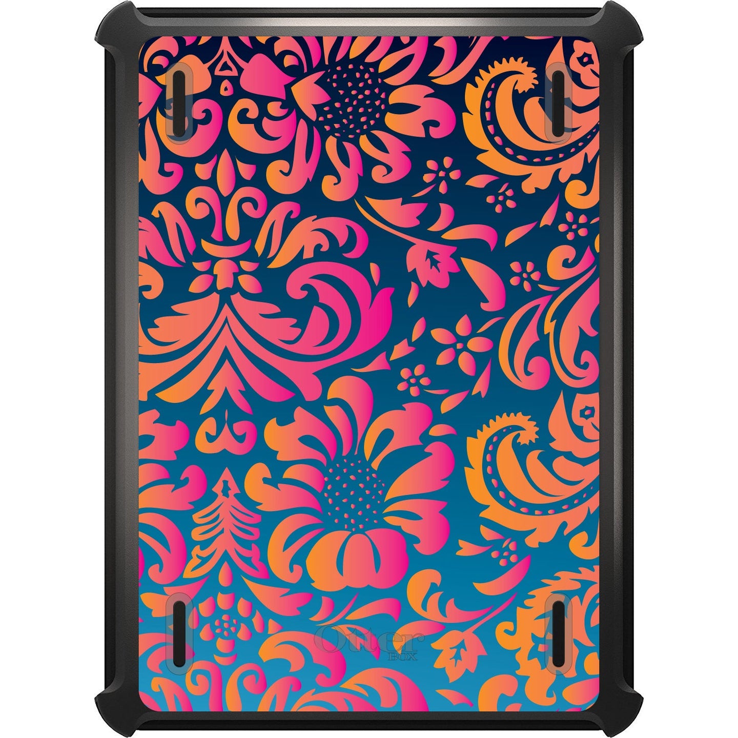 DistinctInk™ OtterBox Defender Series Case for Apple iPad / iPad Pro / iPad Air / iPad Mini - Pink Orange Blue Flower Floral