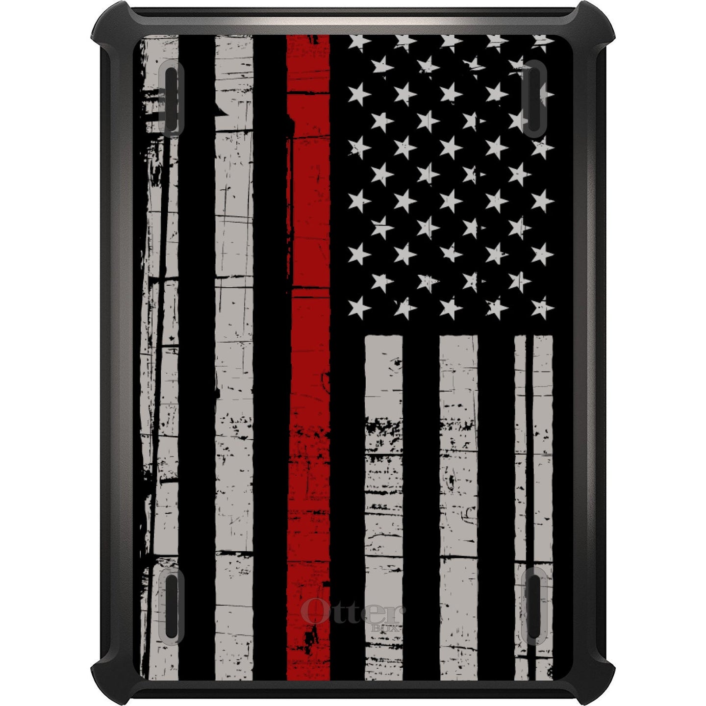 DistinctInk™ OtterBox Defender Series Case for Apple iPad / iPad Pro / iPad Air / iPad Mini - Weathered Thin Red Line
