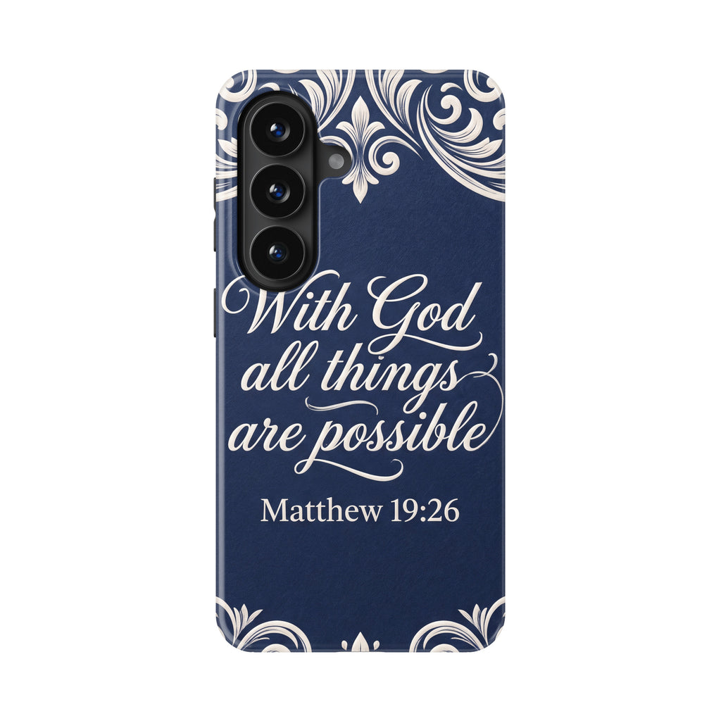Matthew 19:26 magnetic tough case for Galaxy S26