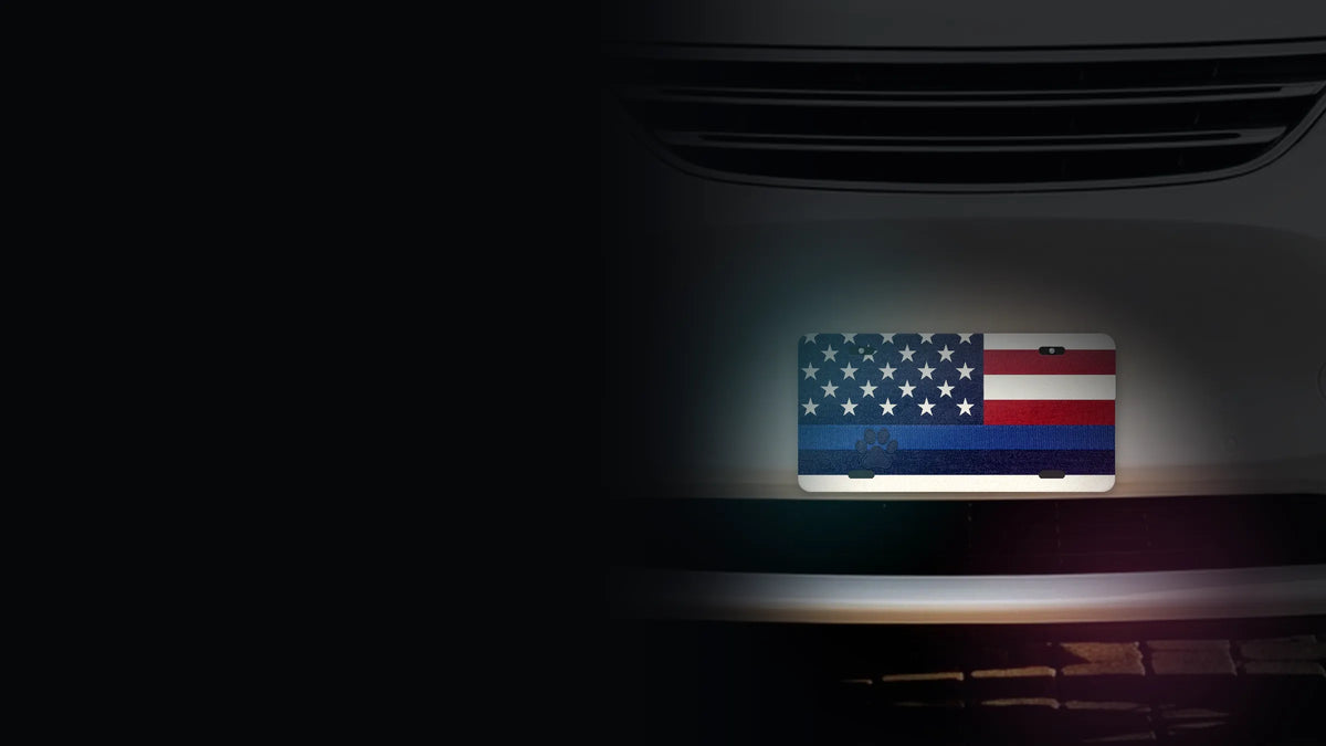 Blue Line K9 Paw Flag plate