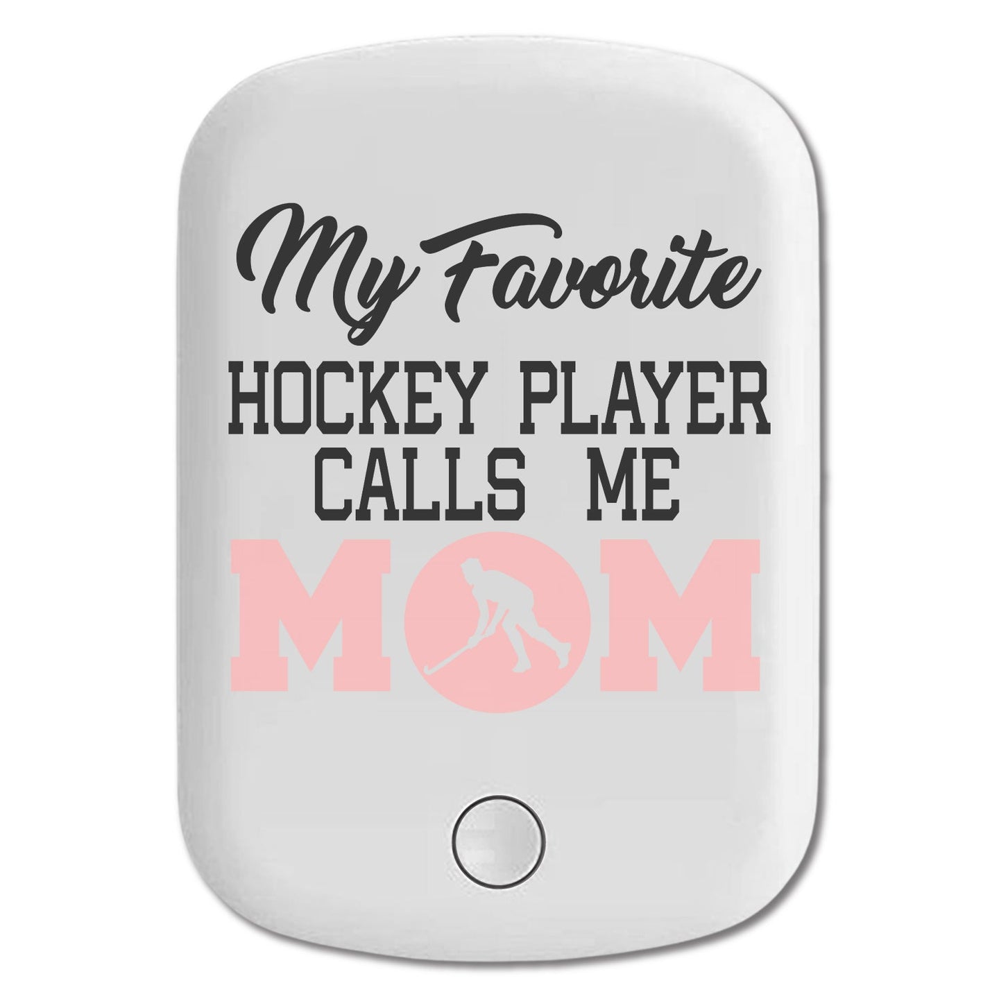 DistinctInk Magnetic Battery Pack, Wireless Portable Charger with USB-C Cable, Compatible with MagSafe iPhone 14 / 13 / 12 Series - My Favorite Hockey Player Calls Me Mom