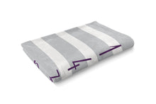 Baby Milestone Blanket - Stripes - Girl Personalized Baby Blanket - Track Growth and Age - New Mom Baby Shower Gift - Gray and Purple