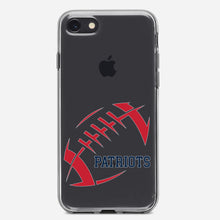 DistinctInk® Clear Shockproof Hybrid Case for Apple iPhone / Samsung Galaxy / Google Pixel - Patriots Football - Blue, Red, Silver