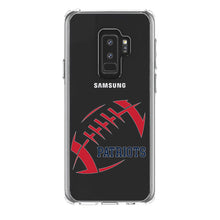 DistinctInk® Clear Shockproof Hybrid Case for Apple iPhone / Samsung Galaxy / Google Pixel - Patriots Football - Blue, Red, Silver