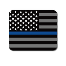 DistinctInk Custom Foam Rubber Mouse Pad - 1/4" Thick - Thin Blue Line Flag Law Enforcement Support