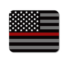 DistinctInk Custom Foam Rubber Mouse Pad - 1/4" Thick - Thin Red Line Flag Fire Rescue Support