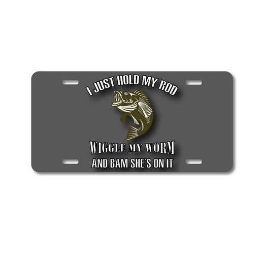 Custom Aluminum Decorative Vanity Front License Plate - Fishing - Wiggle My Worm