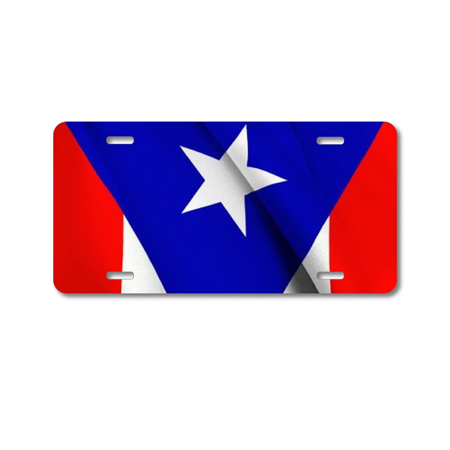 DistinctInk Custom Aluminum Decorative Vanity Front License Plate - Red White Blue Puerto Rico Flag