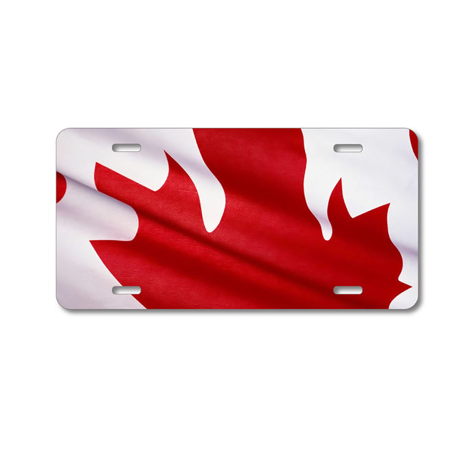 DistinctInk Custom Aluminum Decorative Vanity Front License Plate - Red White Canadian Flag Canada