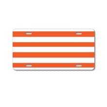 DistinctInk Custom Aluminum Decorative Vanity Front License Plate - Orange & White Bold Stripes