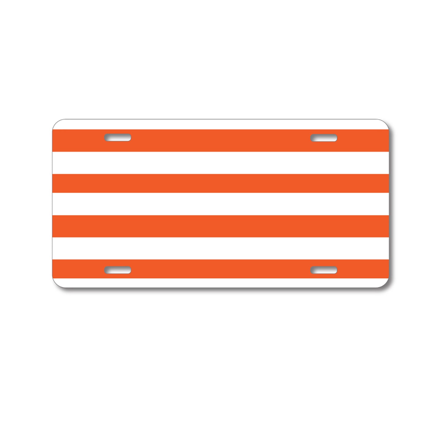 DistinctInk Custom Aluminum Decorative Vanity Front License Plate - Orange & White Bold Stripes
