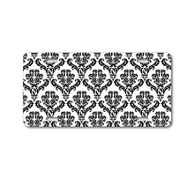 DistinctInk Custom Aluminum Decorative Vanity Front License Plate - White Black Damask Pattern