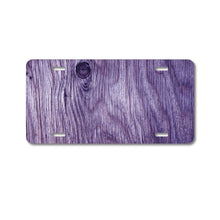 DistinctInk Custom Aluminum Decorative Vanity Front License Plate - Purple Weathered Wood Grain