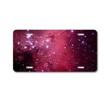 DistinctInk Custom Aluminum Decorative Vanity Front License Plate - Hot Pink Black Stars Nebula