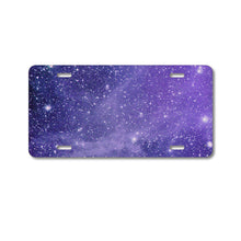 DistinctInk Custom Aluminum Decorative Vanity Front License Plate - Purple Black White Stars Nebula