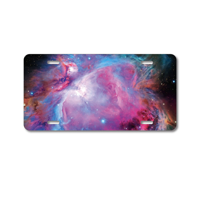 DistinctInk Custom Aluminum Decorative Vanity Front License Plate - Purple Blue Black Orion Nebula