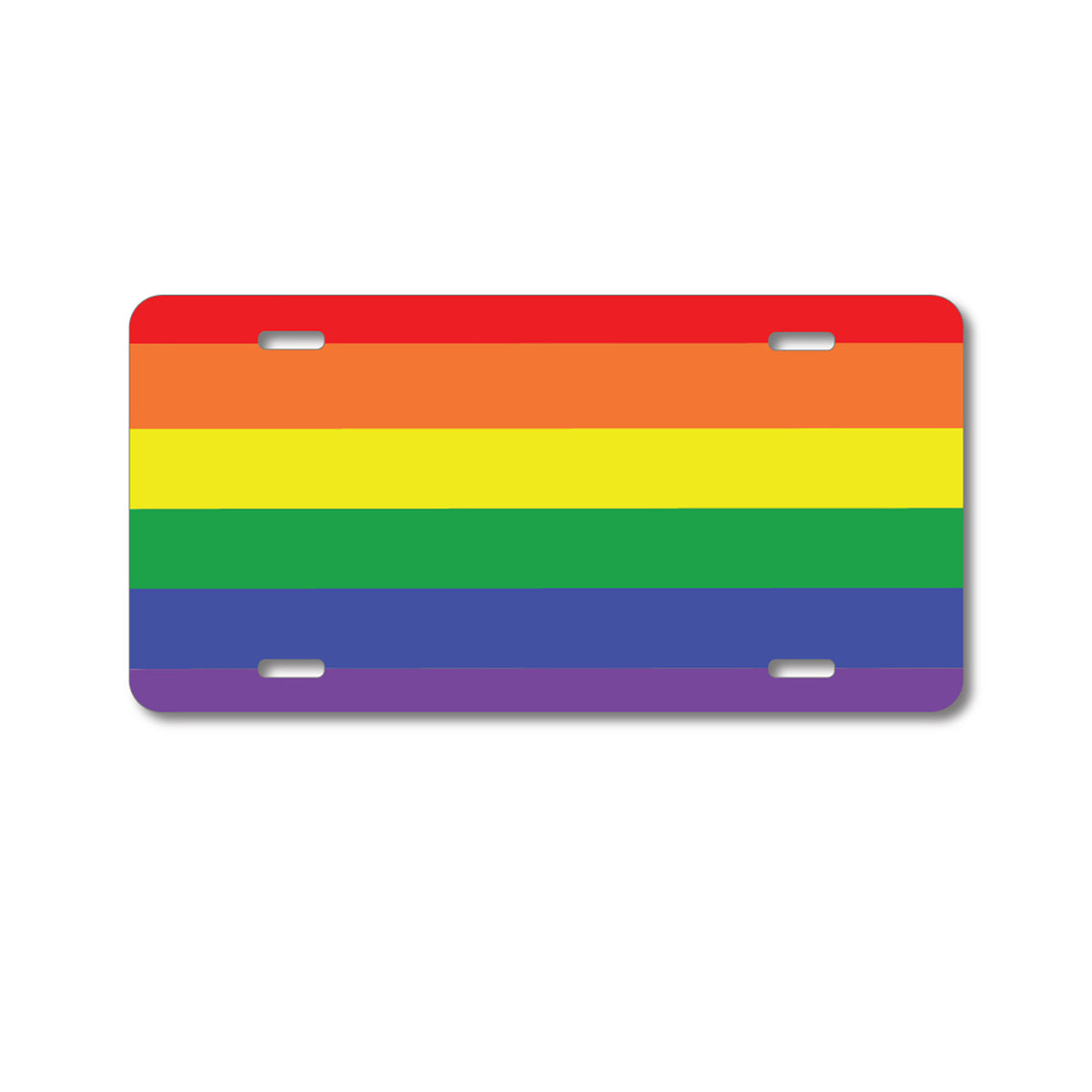 Custom Aluminum Decorative Vanity Front License Plate - Rainbow Stripes Gay Pride