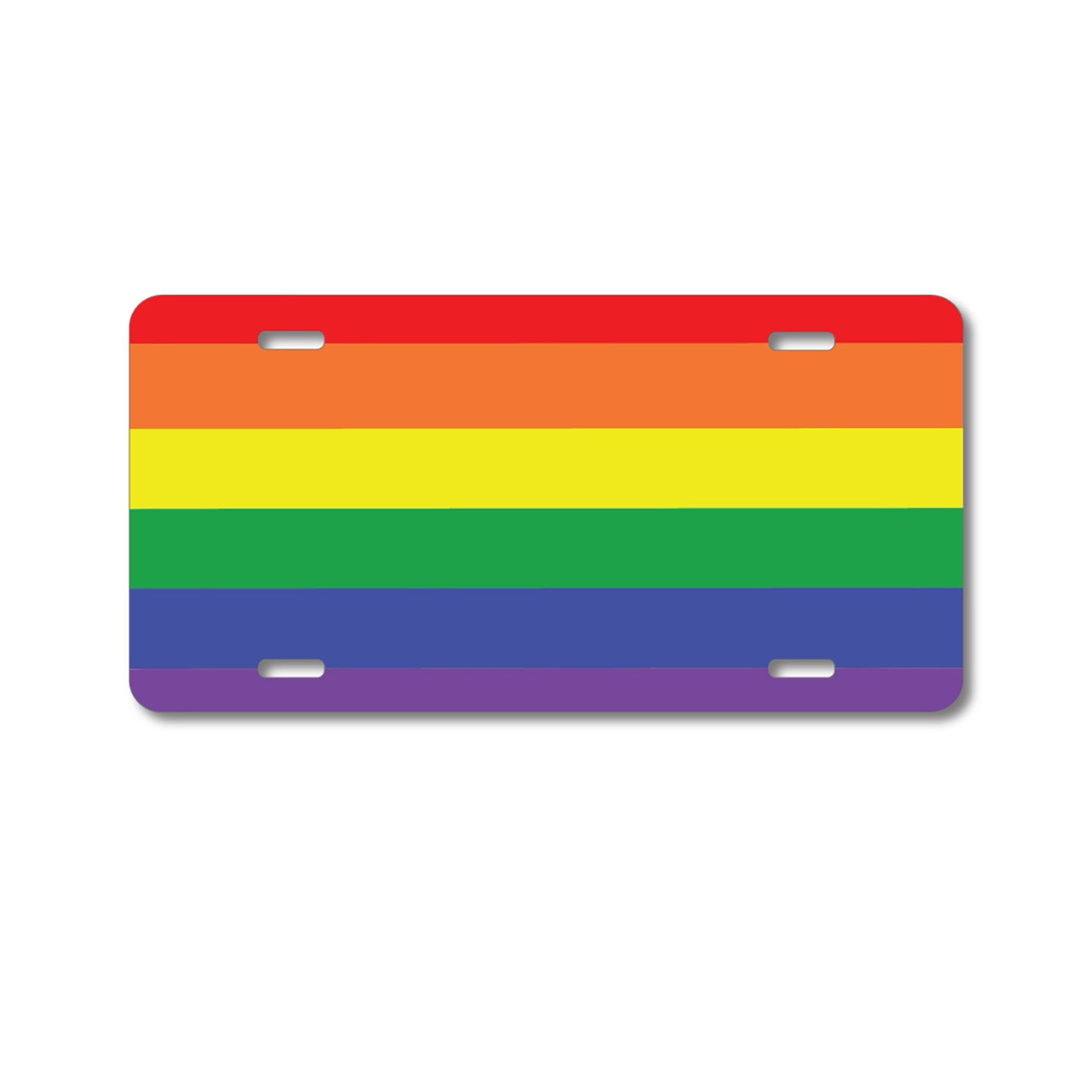 DistinctInk Custom Aluminum Decorative Vanity Front License Plate - Rainbow Stripes Gay Pride