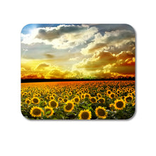 DistinctInk Custom Foam Rubber Mouse Pad - 1/4" Thick - Green Blue Yellow Sunflowers