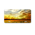 Custom Aluminum Decorative Vanity Front License Plate - Green Blue Yellow Sunflowers