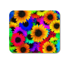 DistinctInk Custom Foam Rubber Mouse Pad - 1/4" Thick - Red Green Yellow Sunflowers