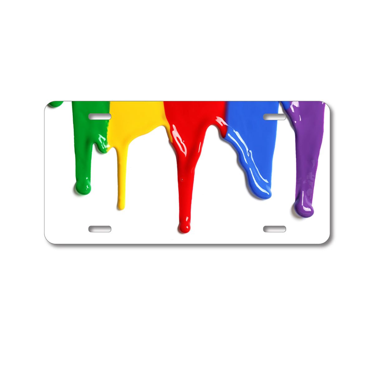 Custom Aluminum Decorative Vanity Front License Plate - Rainbow Paint Dripping