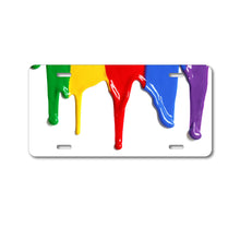 DistinctInk Custom Aluminum Decorative Vanity Front License Plate - Rainbow Paint Dripping