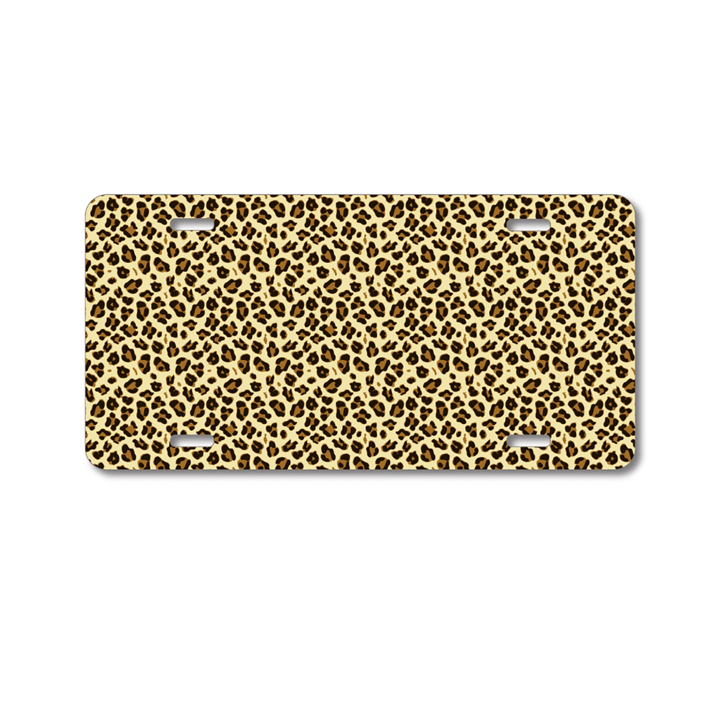 DistinctInk Custom Aluminum Decorative Vanity Front License Plate - Black Beige Tan Leopard Skin Spots