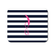 DistinctInk Custom Foam Rubber Mouse Pad - 1/4" Thick - Navy White Stripes Pink Love