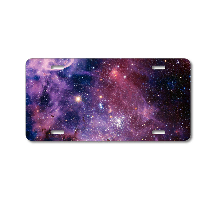 DistinctInk Custom Aluminum Decorative Vanity Front License Plate - Purple Pink Carina Nebula