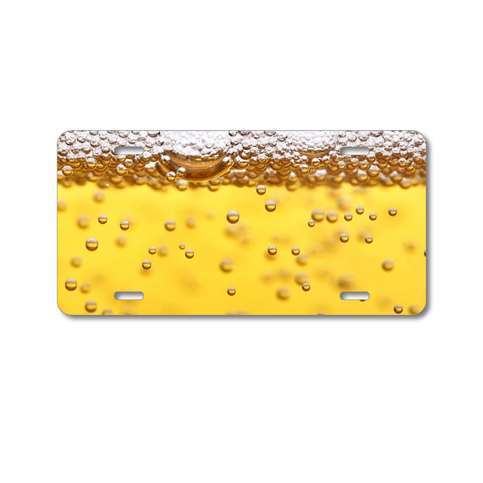 DistinctInk Custom Aluminum Decorative Vanity Front License Plate - Beer Glass Foam Bubbles